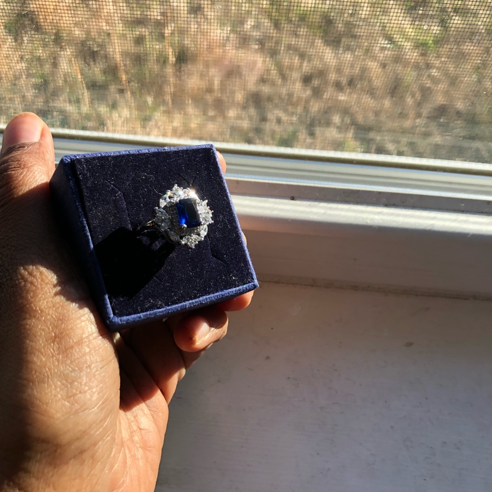 Blue Sapphire Adjustable Ring With Swarovski Elem… - image 5